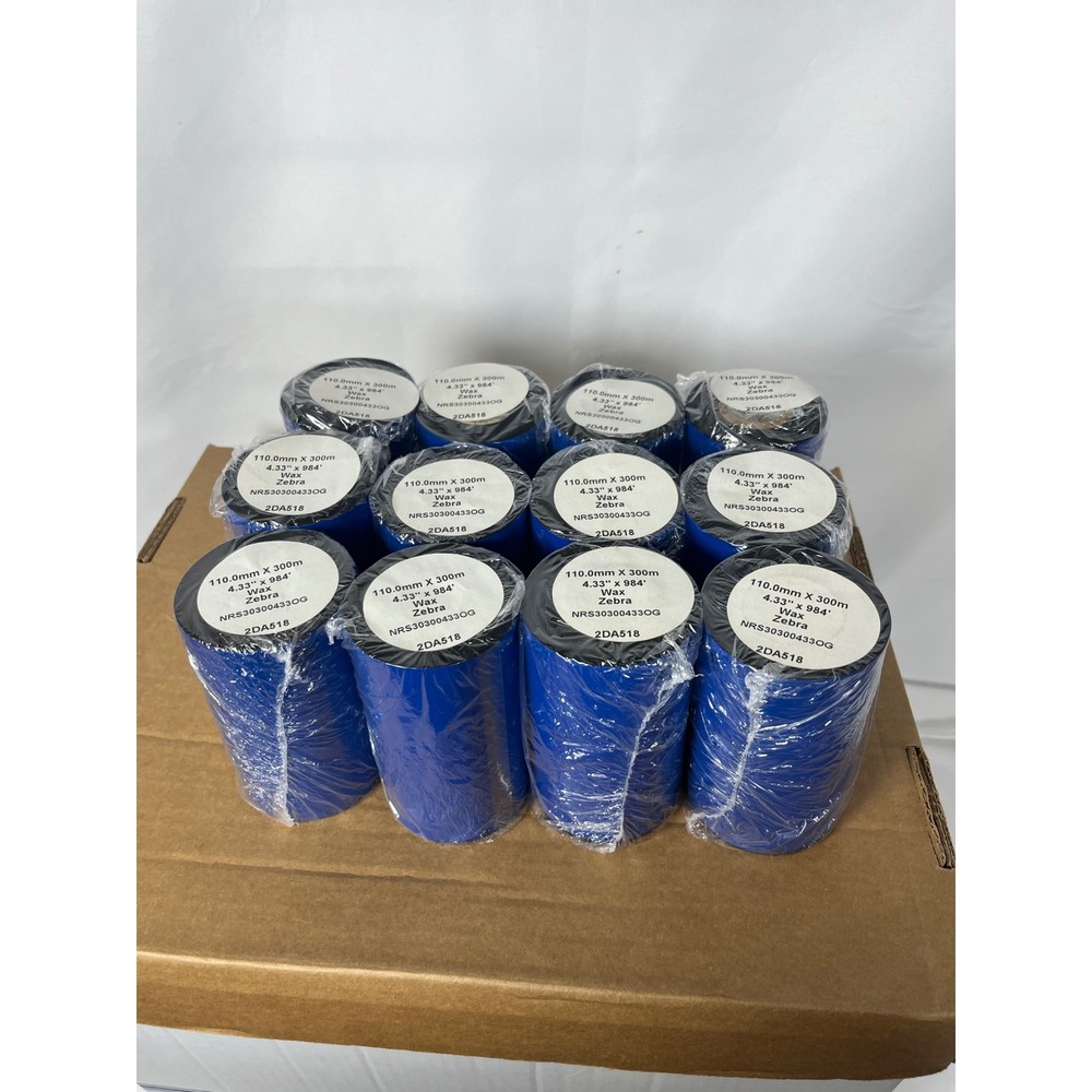 Zebra Wax Thermal Transfer Ribbon 110mm x 300m 4.33 x‎ 984 NRS30300433OG 12 Pack